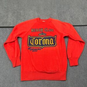 Vintage Corona Beach Club Tijuana Mexico Sweatshirt Red Graphic Pullover S Y2K